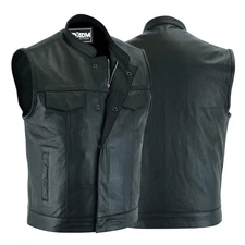 Handmade Cowhide Leather Motorcycle Vest SOA Biker Club Style