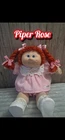 Cabbage Patch Kids Piper Rose Soft Body Doll Red Yarn Hair Pink Dress Signed