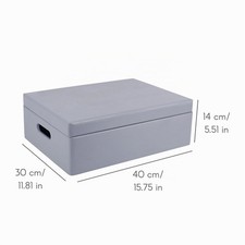 Holzkiste XL Grau mit Deckel 40x30x14 cm f&uuml;r Weihnachten, Aufbewahrungskiste