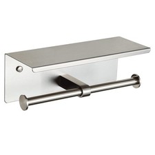 Double Toilet Paper Holder with Shelf Brushed Nickel Toilet Paper Holder Wall...