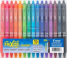 Pilot FriXion Erasable Gel Pens 15 Pack 0.7mm Fine Point Assorted Colors