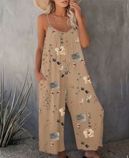 Ladies PRINT Overalls Dungarees Pants Summer Baggy Jumpsuits Playsuit Plus Size