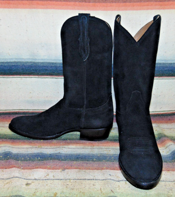 Mens Rujo The Canyon Black Sentry Suede Leather Cowboy Boots 10.5