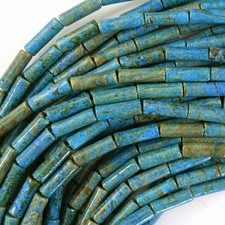 13mm brown blue turquoise tube beads 16" strand