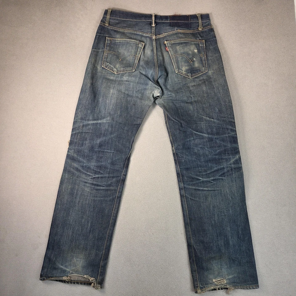 VTG Levis 501 Jeans Mens 34x32 Selvedge LVC 80s Whiskers Honeycomb Wallet - Image 3 of 4