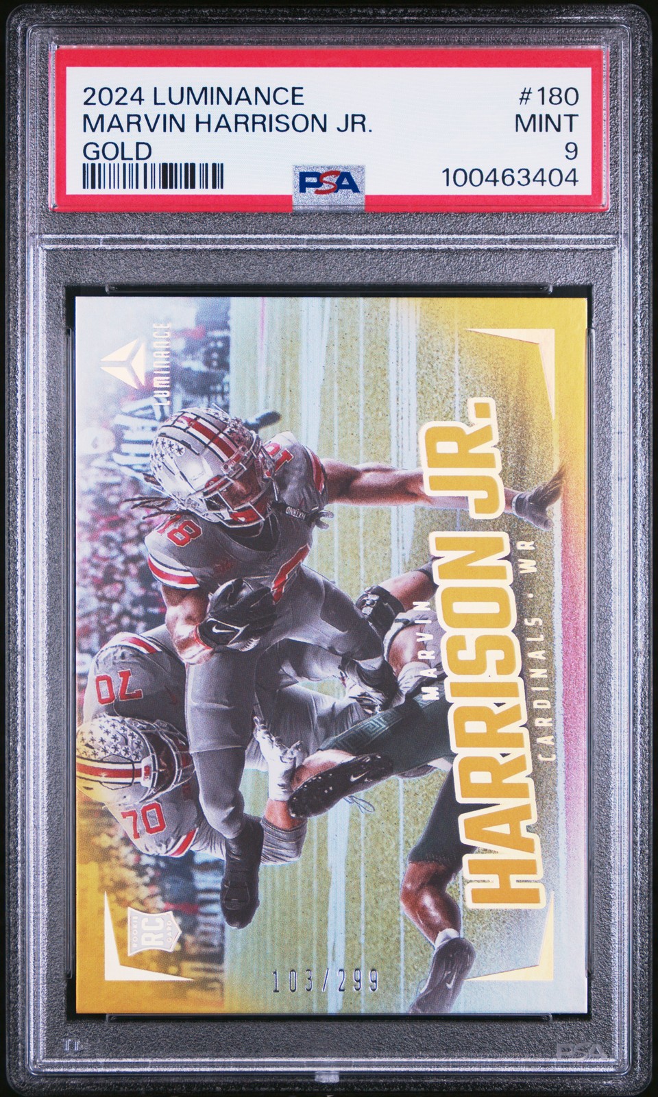 2024 PANINI LUMINANCE GOLD #180 MARVIN HARRISON JR. 103/299 PSA 9