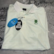 Greg Norman Men  s XL Green Striped Polo Play Dry Shirt NEW