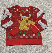 Pokemon Pikachu Red Ugly Christmas 2017 Fleece Lined Sweater Size Youth Boys XS