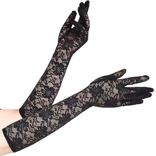 Elegant Fishnet Lace Gloves with Comfortable Fit for Special Occasions - Picture 9 of 23