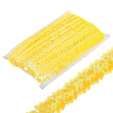10 Yards 1.2 Inch Elastic Sequins Trim Flat Stretch Sequin Ribbon Yellow