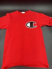 Champion Vintage 90's Heritage Tee T Shirt Big C Logo Red Mens Small