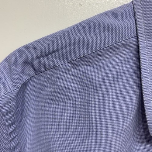 Turnbull & Asser Hemd blau weiß kariert Langarm maßgeschneiderte Knopfmanschette 17" Herren - Bild 6 von 12