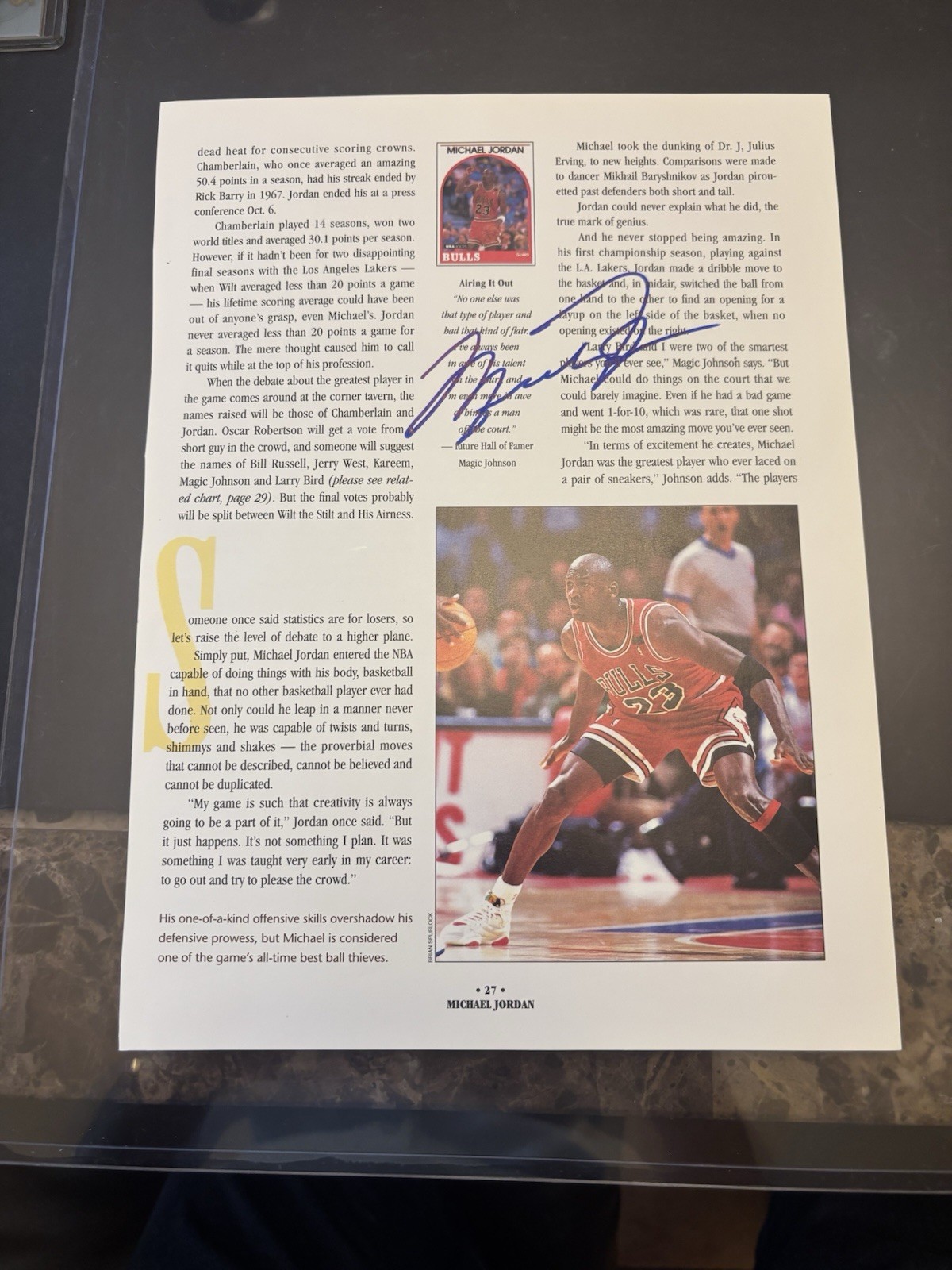 Rare Original Michael Jordan Autographed , Magazine article Page  1993 NBA .