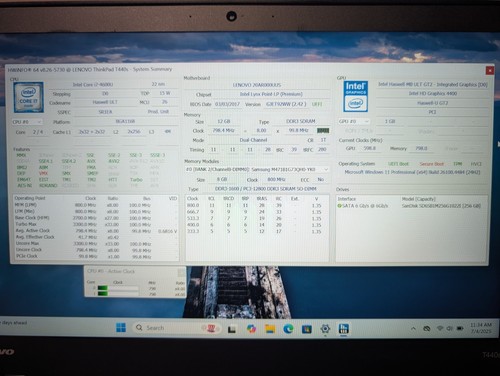 Lenovo ThinkPad T440s i7-4600U 12GB 256GB SSD | FHD Win 11 Pro Backlit Dual Batt - Picture 14 of 22