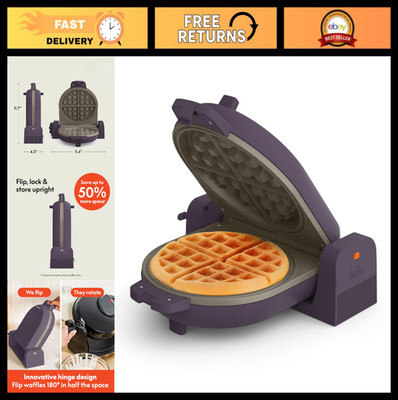 Compact Waffle Maker with Nonstick Ceramic Coating, Power Indicator, Touch Handl