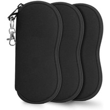 3 Pack Double Soft Glasses Case with Carabiner Hook Neoprene Eyeglasses Pouch
