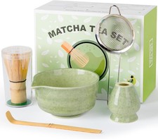 Matcha Whisk Set,Ceramic Matcha Kit Set Includes Bowl with Spout, Whisk,Holder,B