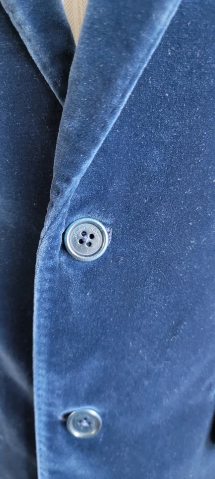 Blazer SALVATORE FERRAGAMO Derby Fit Abrigo Deportivo 2 Botones Talla 48 Azul Terciopelo Foto 3 de 4