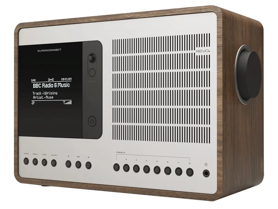 RADIO DIGITAL REVO SUPER CONNECT DAB+ FM con control remoto, B/DIENTE NOGAL/PLATEADO PRECIO DE VENTA SUGERIDO POR EL FABRICANTE 489 £ Foto 3 de 4