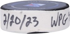Mark Scheifele Jets GU Goal Puck 2/20/2023 vs Rangers-Second of two goals scored