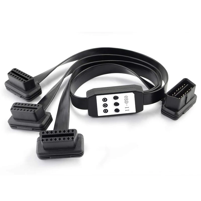 OLLGEN 50cm 3 Way OBDii OBD2 Splitter Cable Ultra Low Profile 16 Short, Black