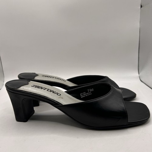 Vintage D’Antonio Joy 001 Black Kitten Block Heels Sandals Mules Slides Size 7.5 - Picture 6 of 10