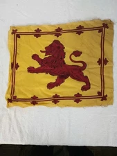 Vtg Royal Banner of Scotland Lion Rampant Flag 19"X 15" WWI Cotton Woven READ