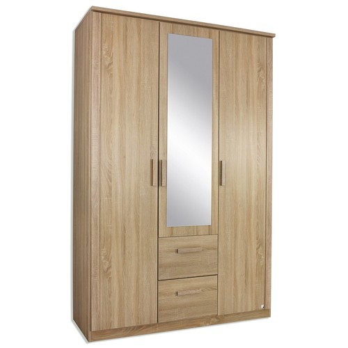 Kombi-Drehtürenschrank - Sonoma Eiche - 3-türig - 136 cm breit Kleiderschrank - Bild 3 von 7