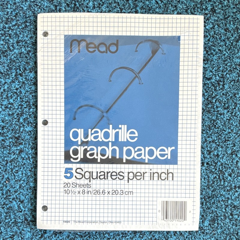 Mead Graph Paper 5 Quadrille 5 Squares Per Inch 11 x 8.5 New 20 Sheets