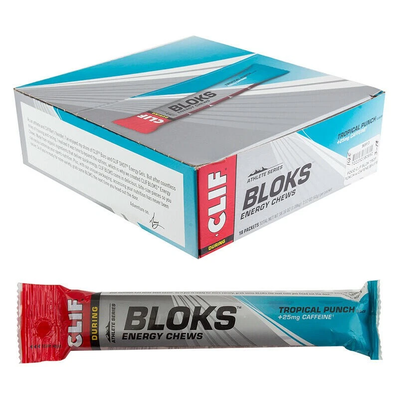 Clif Bar Shot Bloks Energy Chews Tropical Punch Avec Cafeine Boîte de 18 - Photo 1/1