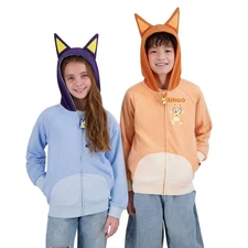 Bluey Bingo Costume Hoodie Jacket 4 6 8 10 12 Halloween Zip Sweatshirt Girl Boy