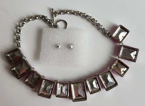 Vintage Pink Fuchsia Magenta Necklace & Earrings Lucite Set Ann Taylor - Bild 9 von 10