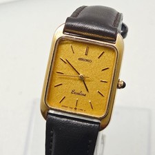 SEIKO Excelline 7321-6030 Quartz 10K Gold Dial Vintage Watch Used