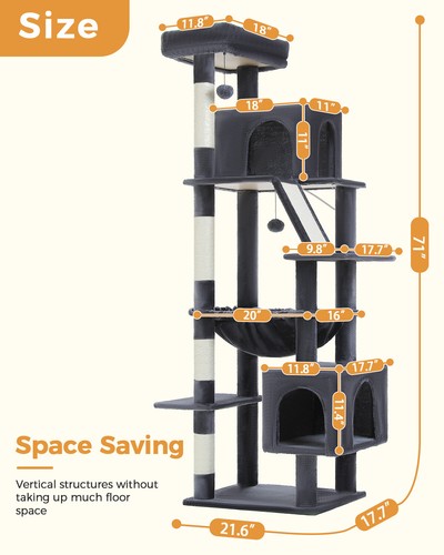 PAWZ Road Cat Tree Tower Scratching Post Scratcher Condo House Bed Toys 181cm - Picture 26 of 45