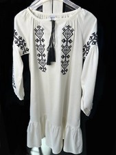 Ukrainian Vyshyvanka Embroidered Linen dress Boho Folk Blouse Handmade in UA