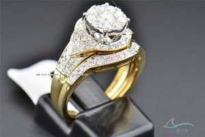 10K-Yellow-Gold-Plated-Round-Diamond-Engagement-Ring-Wedding-Band-Bridal-Set