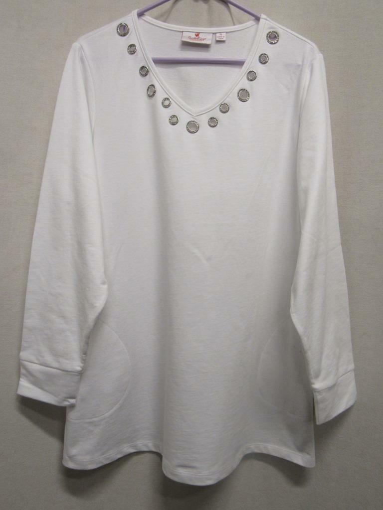 Quaker Factory Blue Long Sleeve Blouse Size Medium For Sale In Shelby - Foto 3