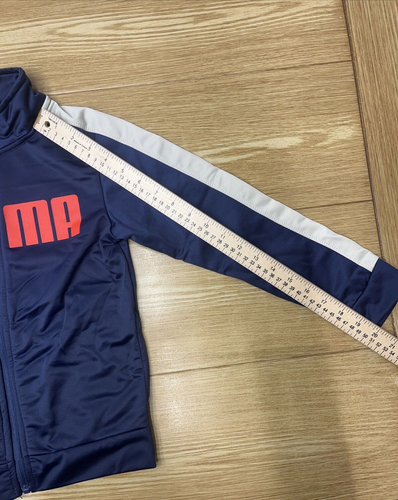 PUMA Boys Jacket Size 7 Blue Spellout Logo Full Zip Athletic Tracksuit Top - Picture 11 of 12