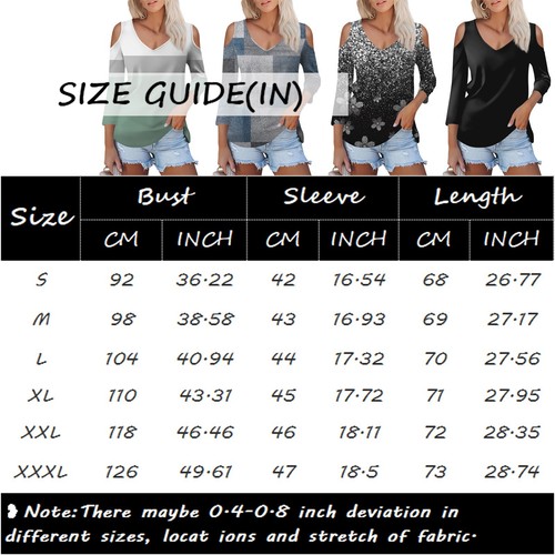 Womens Tops T Shirts Solid V-Neck 3/4 Sleeve Lapel Summer Casual Blouse Tees - Picture 48 of 76