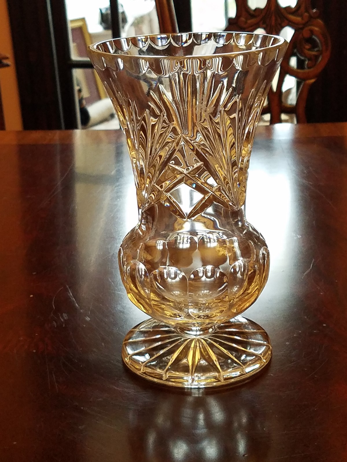 Gorham Cherrywood Crystal Vase 8 1/4" Fan Star Foot eBay