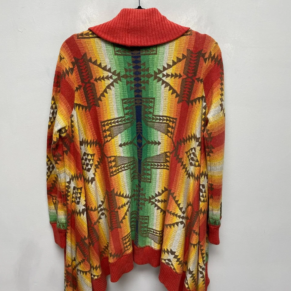 De Colección Polo Ralph Lauren Largo Drapeado Abierto Cárdigan Suéter Azteca Suroeste XS Foto 4 de 4