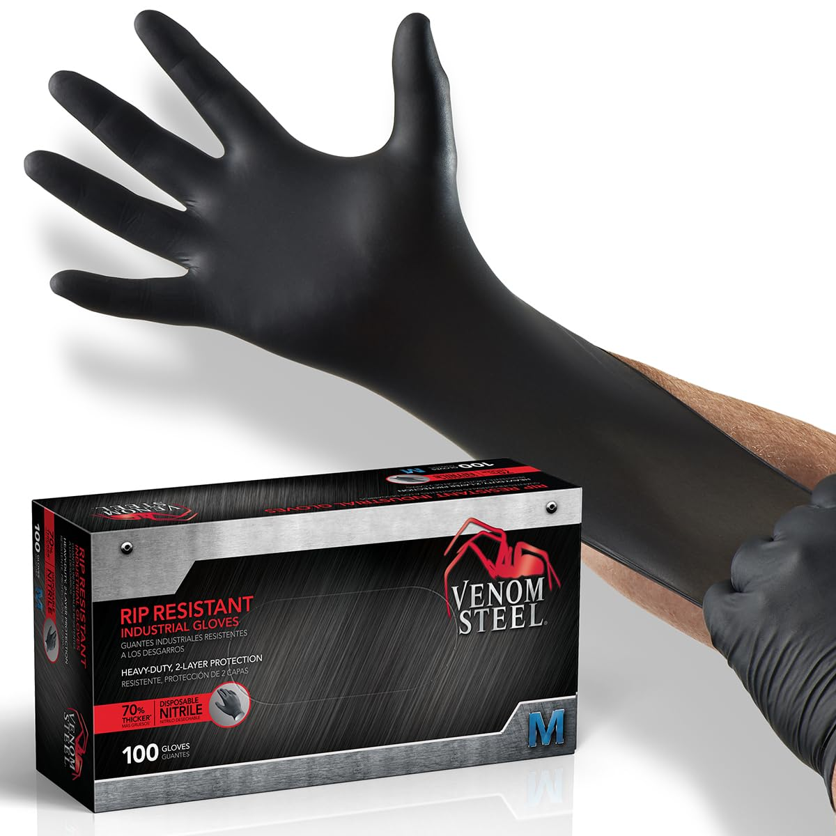 Industrial Nitrile Gloves Chemical Resistant Latex-Free Disposable Black
