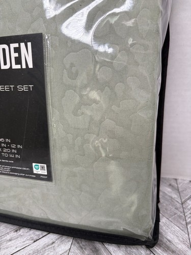 New Steve Madden Olive Green Twin 4 Pc Sheet Set with 1 Additional Pillow Case - Picture 6 of 7