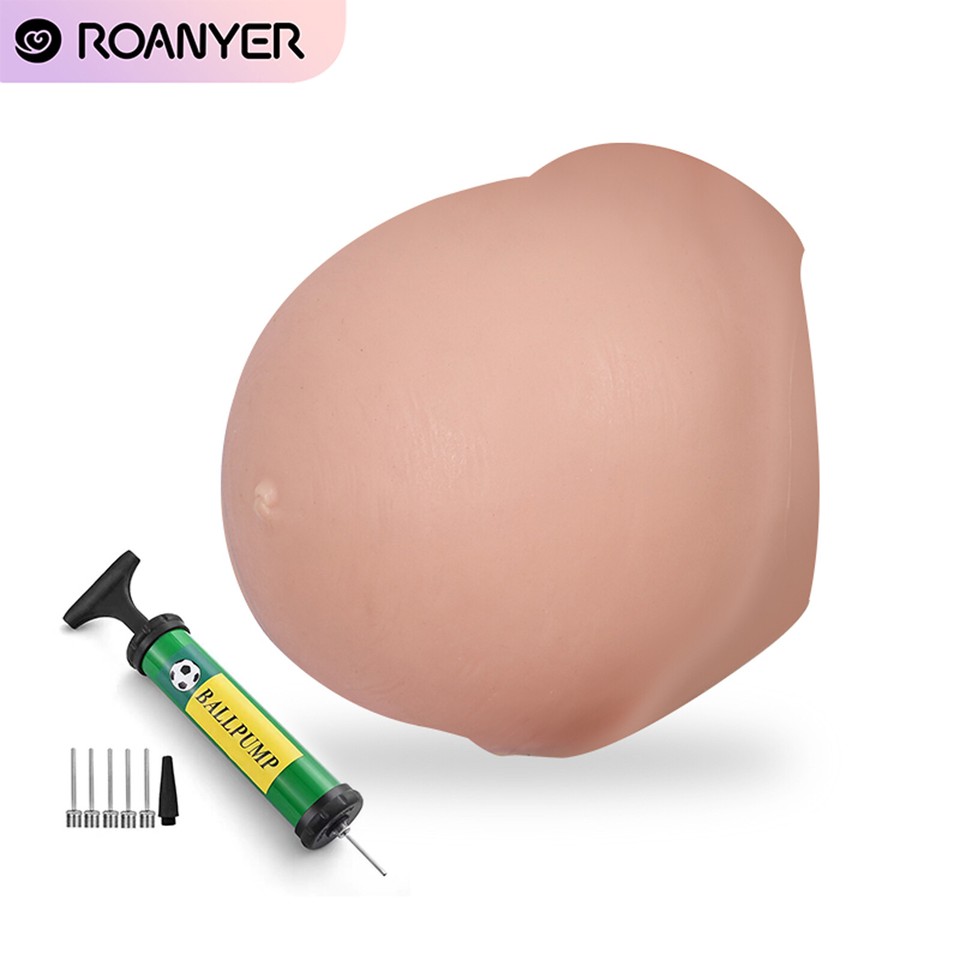 Roanyer Inflatable Silicone Fake Twins Pregnant Belly for Crossdresser Cosplay