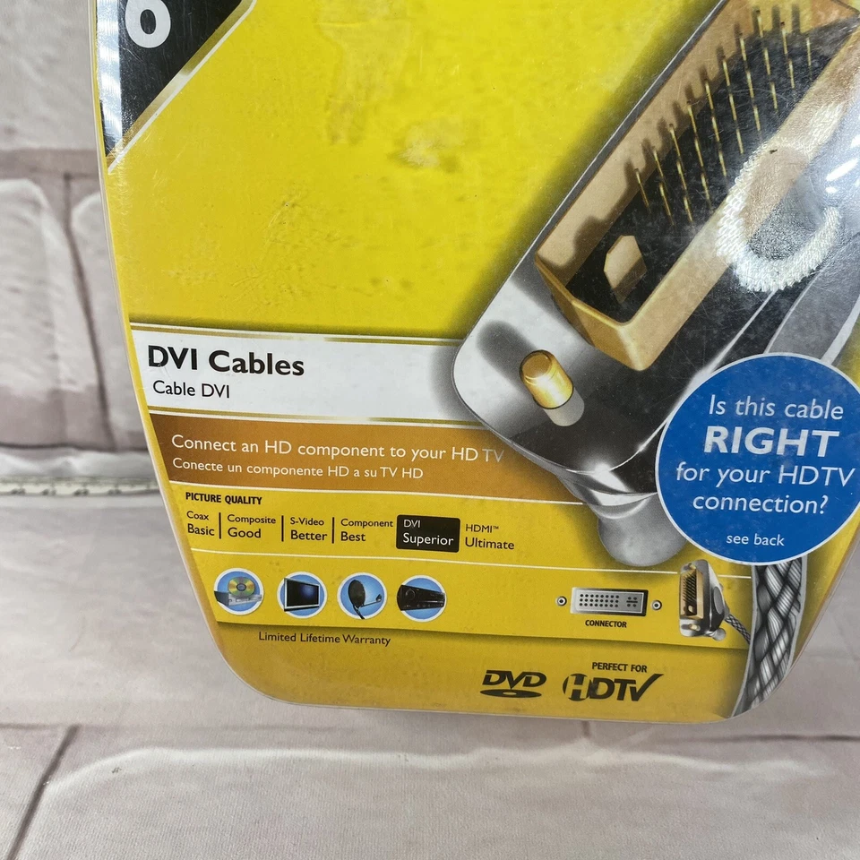 Cabo Philips DVI 6 pés HDTV Home Theater ouro 24K NOVO - Imagem 4 de 4