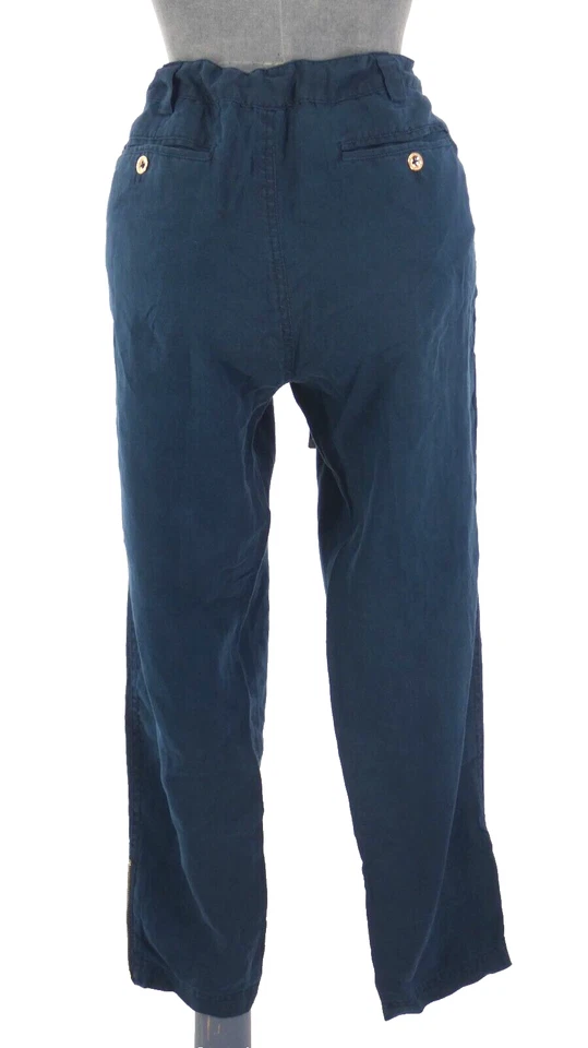 Pantalones utilitarios Juicy Couture de lino azul marino pantalones rectos con cremallera talla L nuevos con etiquetas Foto 3 de 4
