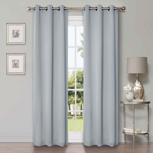 Solid Classic Modern Grommets Room Darkening 42" Wide Blackout Curtain Panel Set - Picture 145 of 206