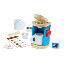 11-Piece Brew and Serve Wooden Coffee Maker Set - Play Kitchen Accessories