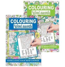 Adult Colouring Book Book Activity word Search Colour Therapy Mind Relax A4.
