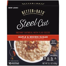 Better Oats Steel Cut Instant Oatmeal Pack of 6 Maple Brown Sugar 15.1oz